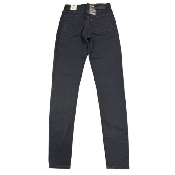 NWT LEVI'S Premium 721 High Rise Skinny Jean Size 25 x 32 Black Leather Patch - Picture 6 of 8